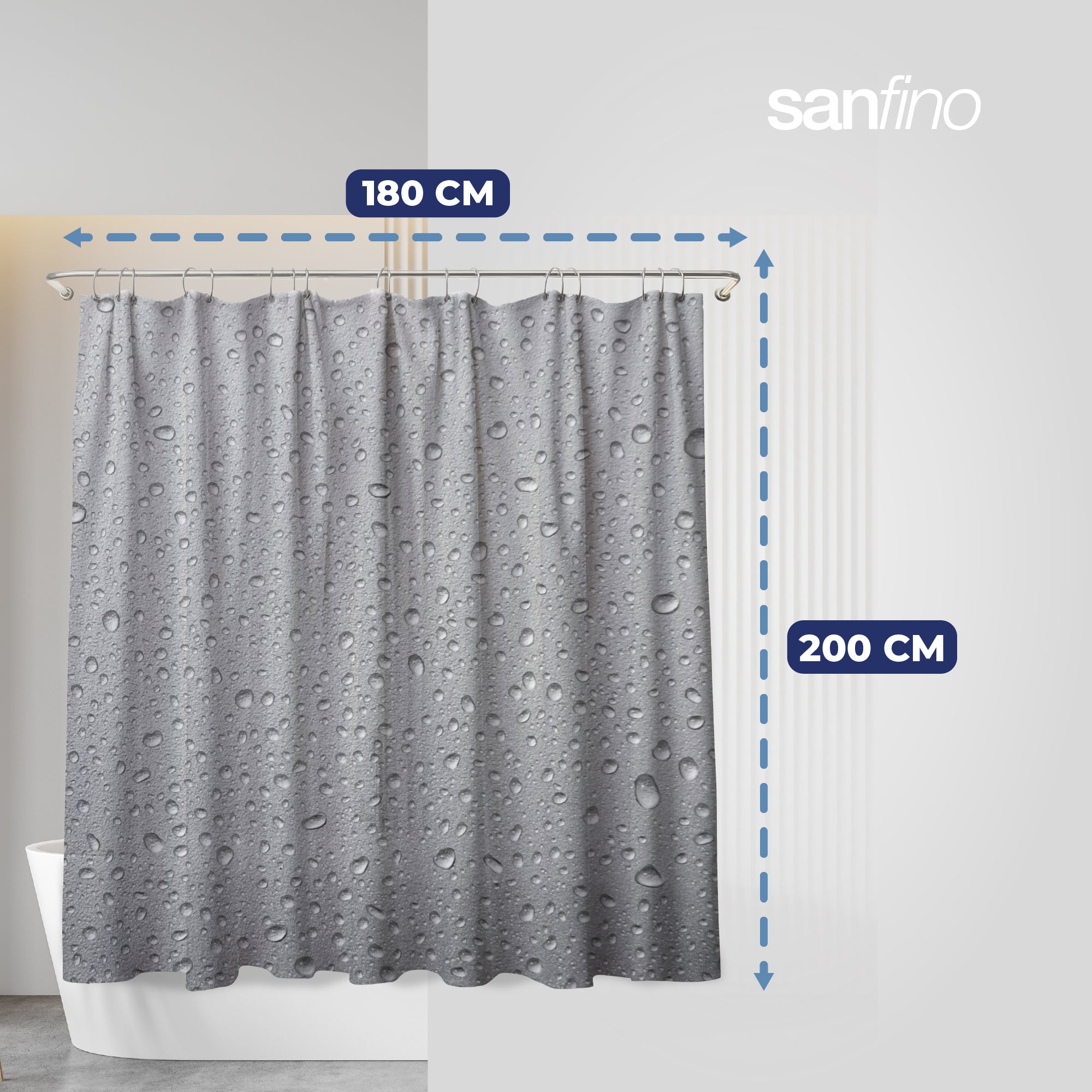 Shower curtain with motif "Grey Splash"