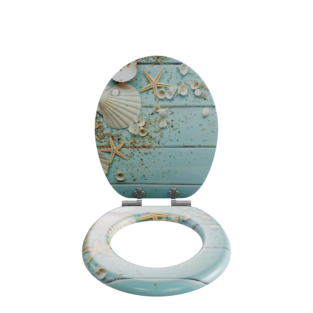 3D Modell des Sanfino Toilettensitzes "Caribbean Blue" mit Absenkautomatik.