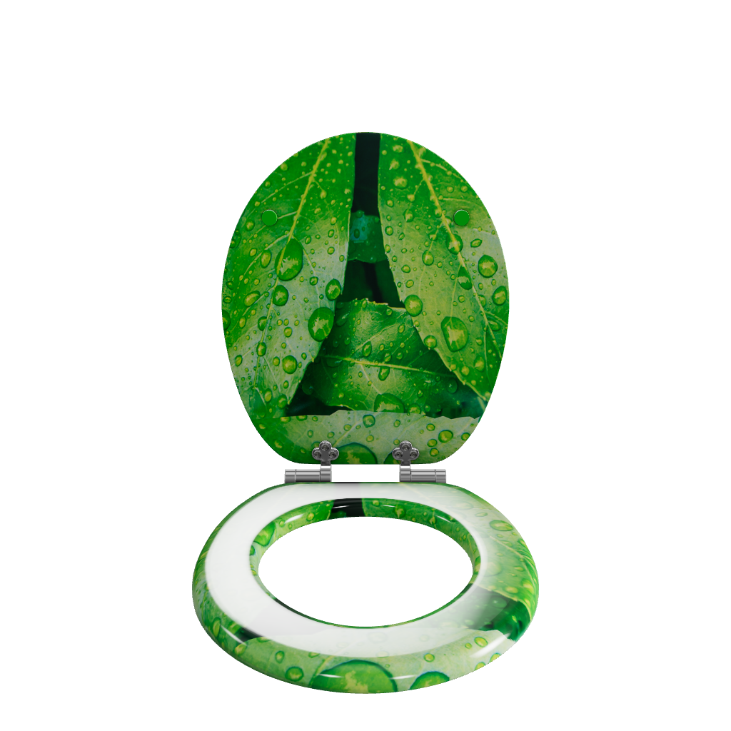 3D Modell des Sanfino Holz WC-Sitzes "Fresh Leaves" mit Absenkautomatik.