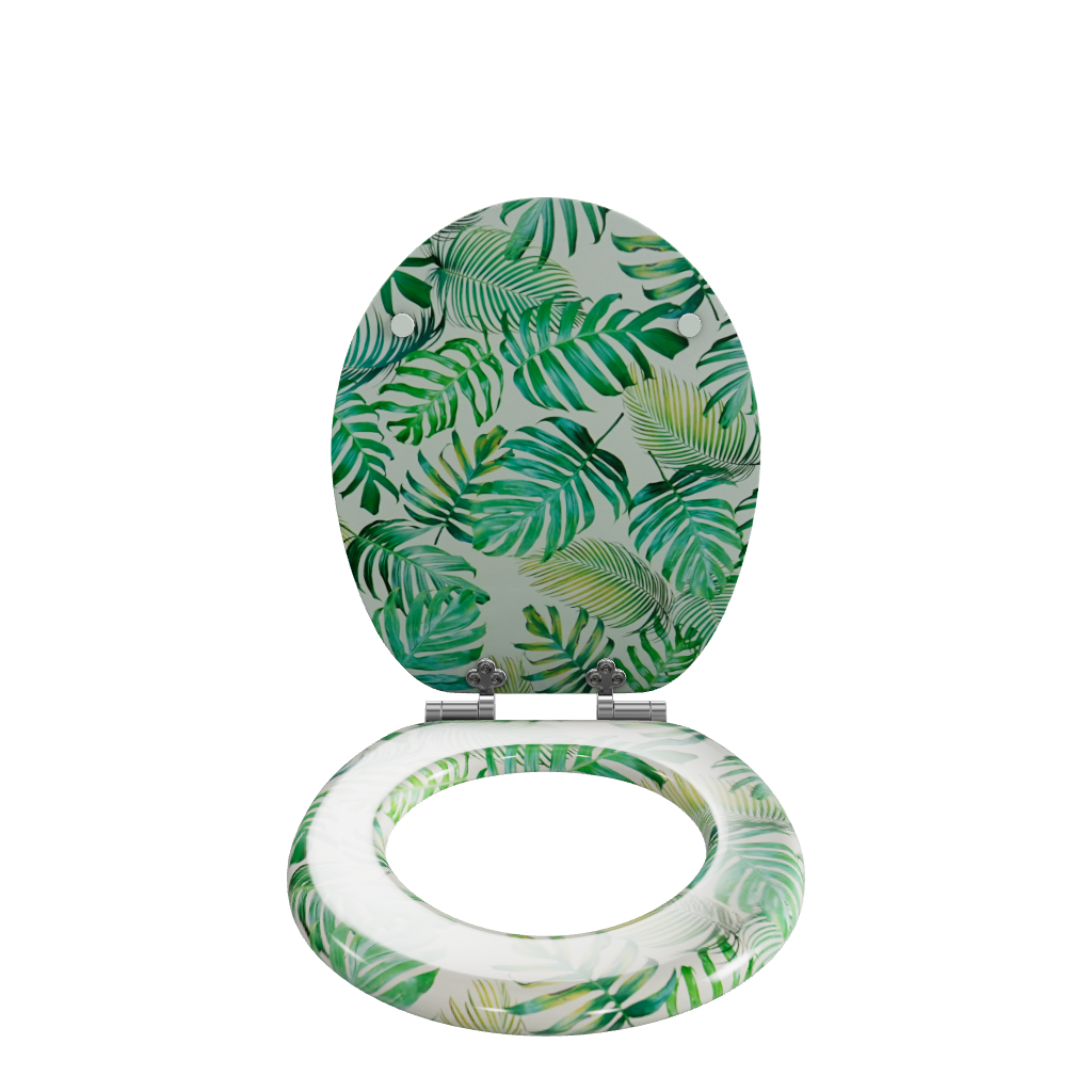 3D Modell der Sanfino Toilettenbrille "Tropical Leaves" mit Absenkautomatik.