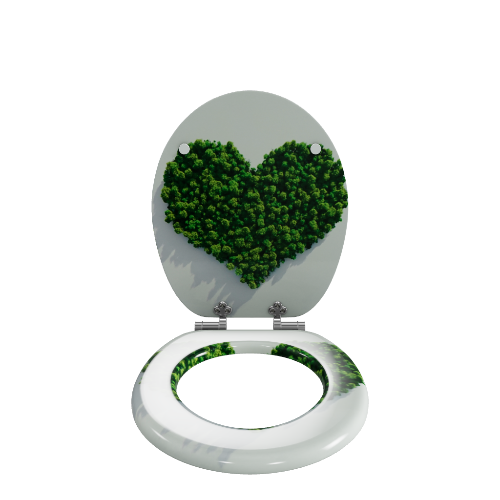 3D Modell der Sanfino Klobrille "Green Heart" mit Absenkautomatik.