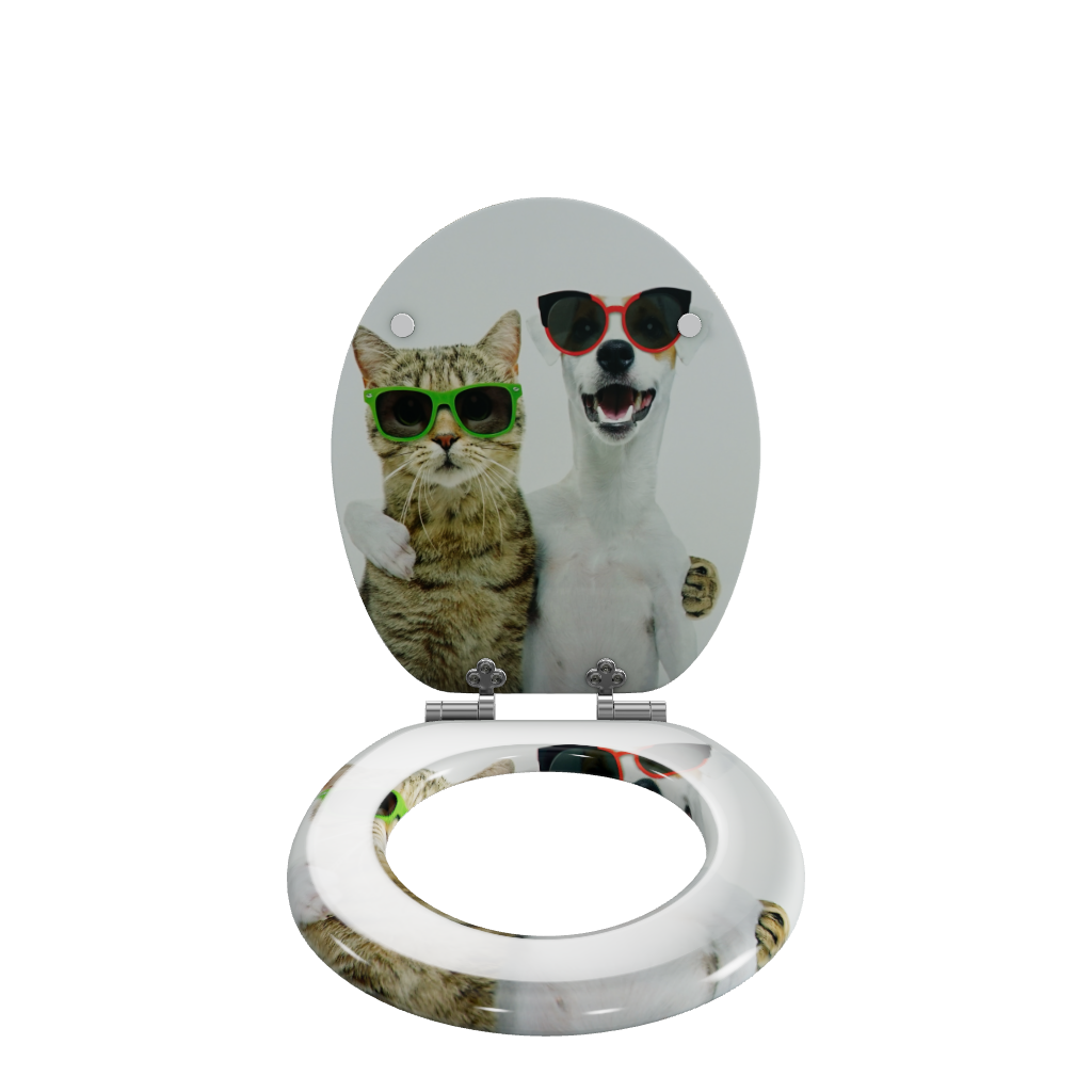 3D Modell des Sanfino Toilettendeckels "Cat & Dog" mit Absenkautomatik.