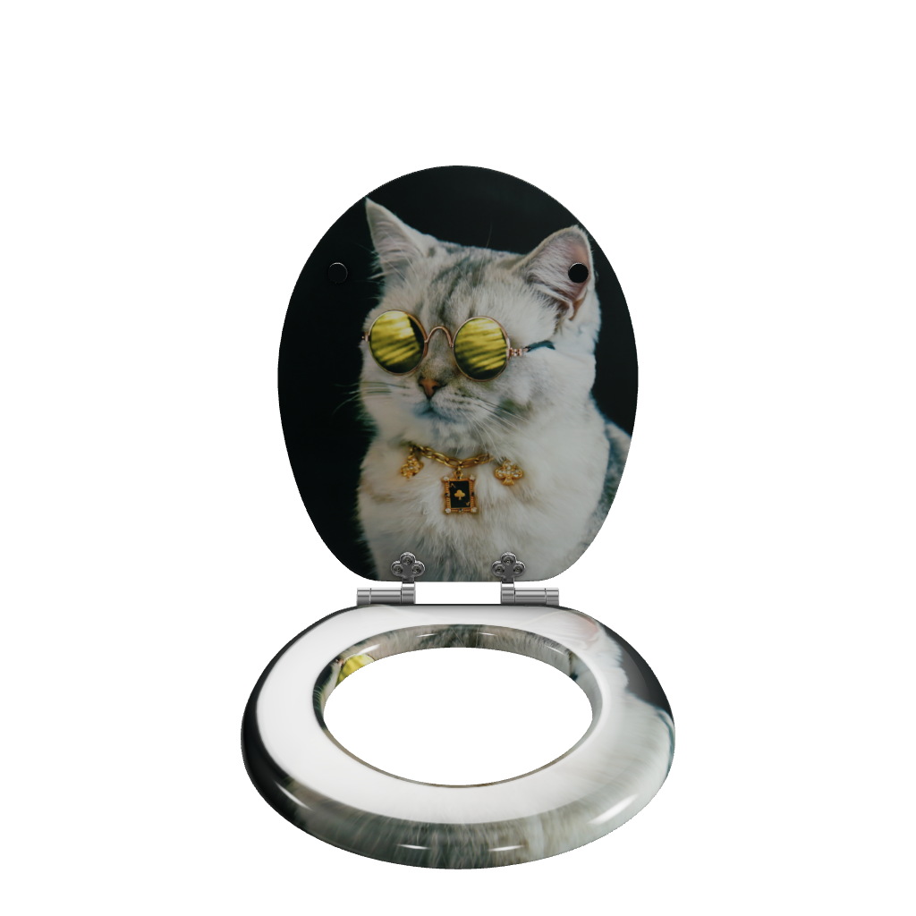 3D Modell des Sanfino Holz WC-Sitzes "Boss Cat" mit Absenkautomatik.