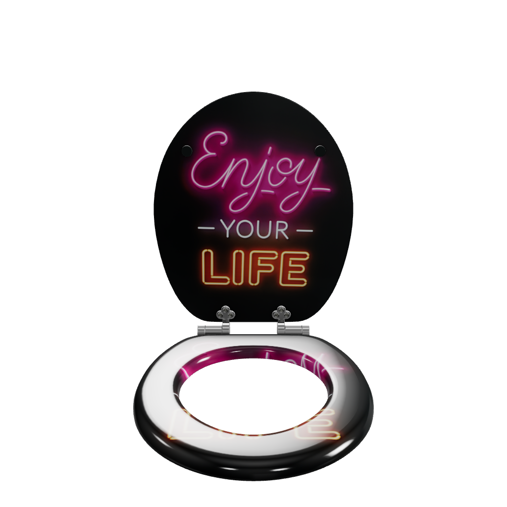 3D Modell des Sanfino Toilettendeckels "Enjoy Life" mit Absenkautomatik.