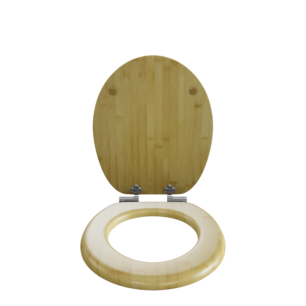 3D Modell des Sanfino Holz WC-Sitzes "Bambus Brown" mit Absenkautomatik.