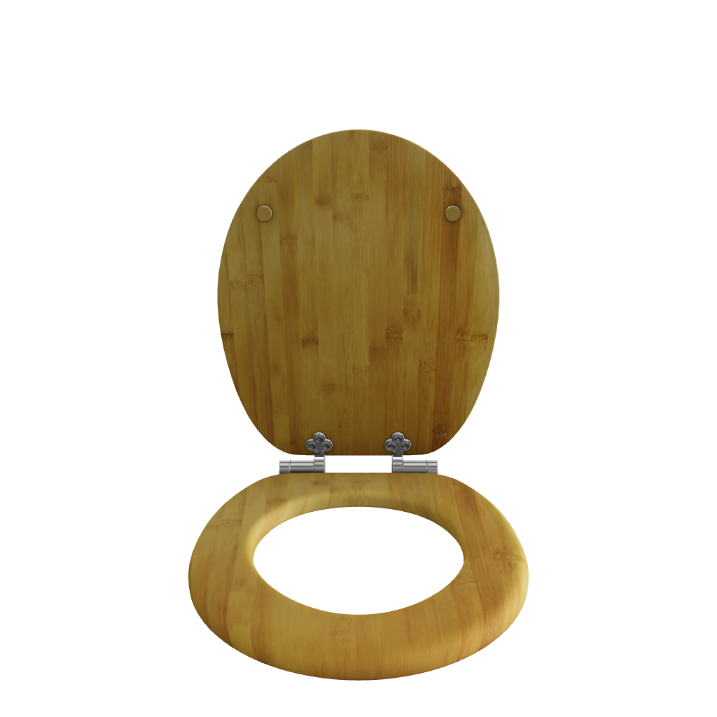 3D Modell des Sanfino Holz WC-Sitzes "Bambus Dark Brown" mit Absenkautomatik.